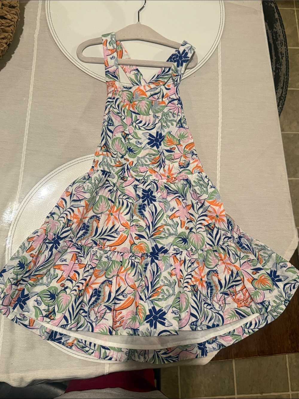 Polo by Ralph Lauren Girls Floral Tiered Sundress - Navy, Pink, Green, Orange